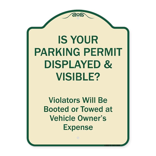 Signmission Designer Series-Is Your Parking Permit Displayed & Visible, 24" x 18", TG-1824-9969 A-DES-TG-1824-9969 - main
